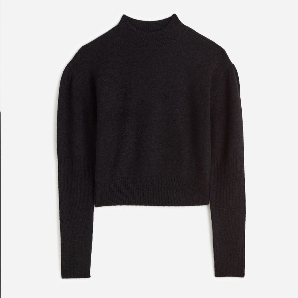 Madewell Alpaca-Blend Mockneck Puff Sleeve Sweater